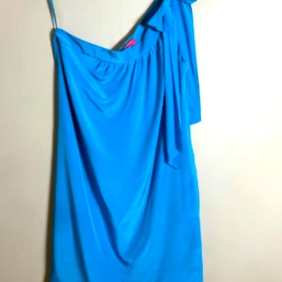 Banana Republic/Trina Turk 100% Silk One-Shoulder Mini Dress - Picture 3 of 7